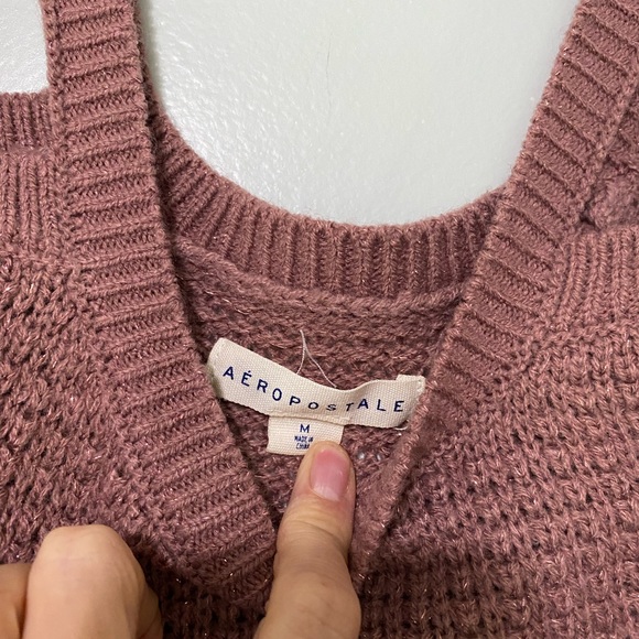Aeropostale Sparkley Mauve Pink Sweater with Two Strap Shoulders Size Medium - Picture 5 of 8